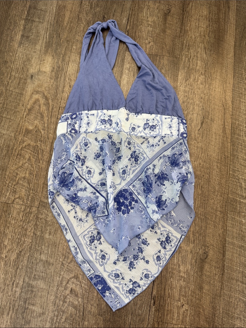 Blue Floral Bandana Halter Top